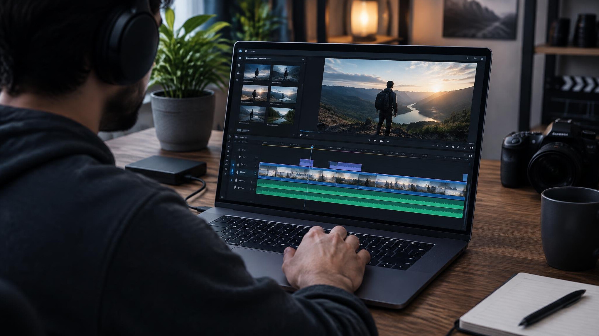 video editor working on timeline