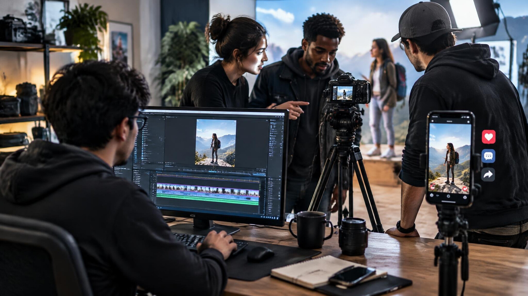 video creator editing footage