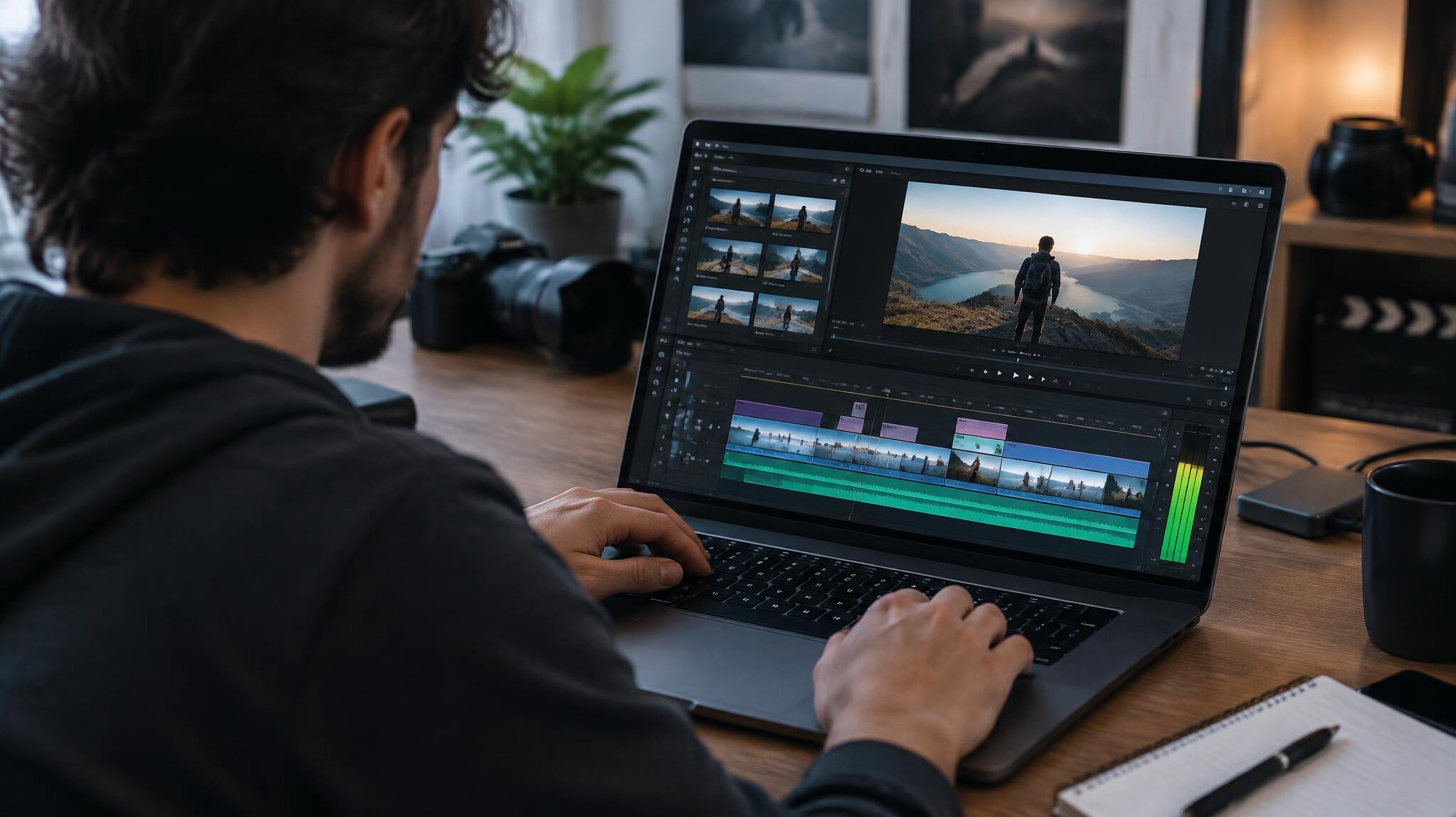 video editor working on timeline