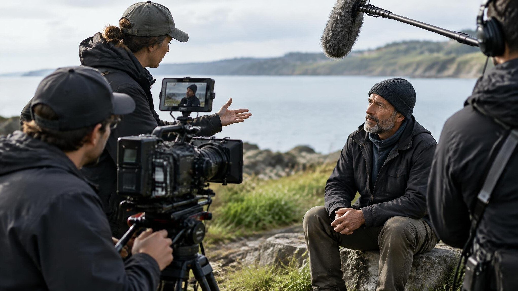 filmmaker directing documentary scene