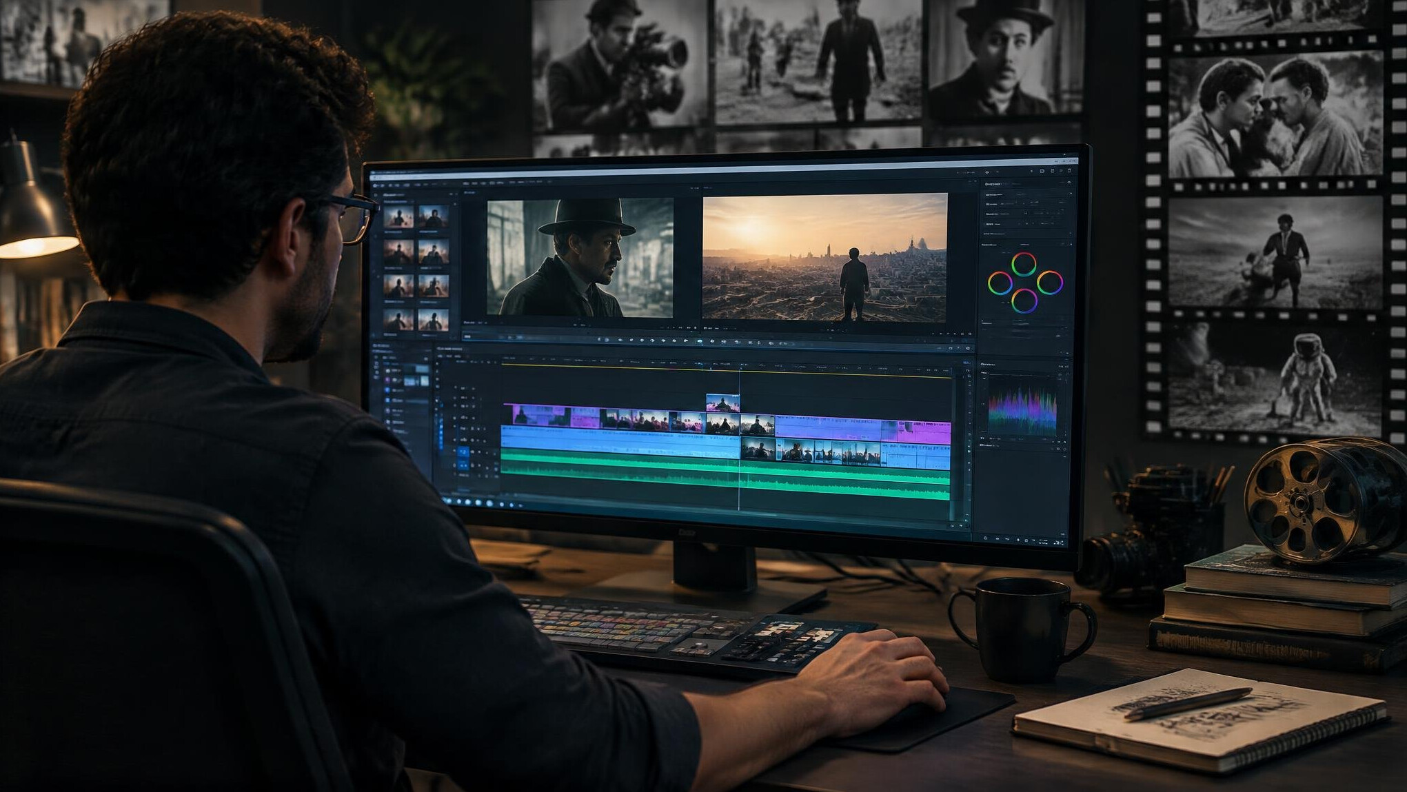 film editor at work