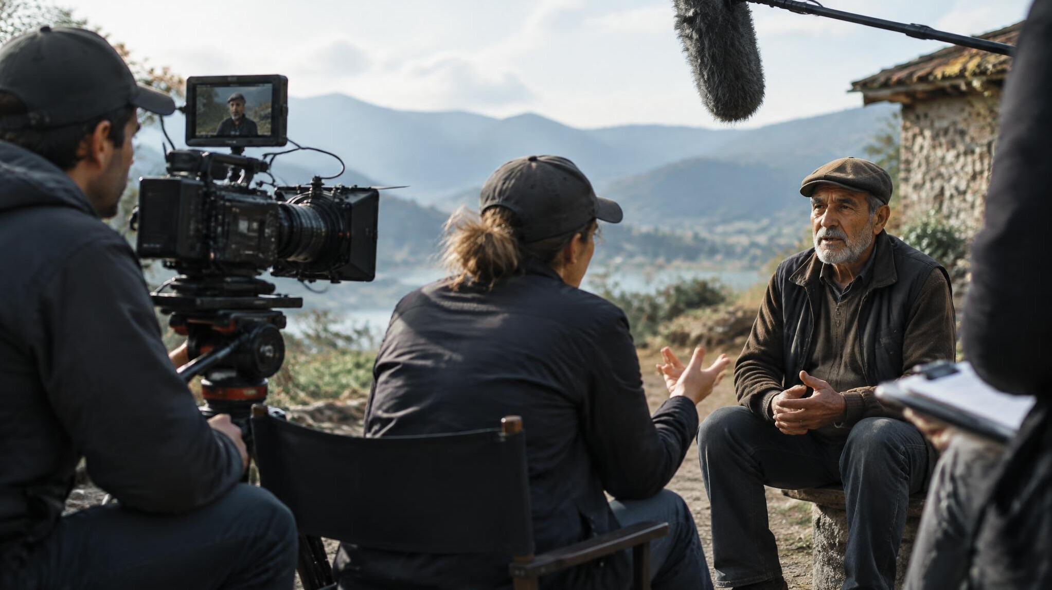 filmmaker directing documentary scene