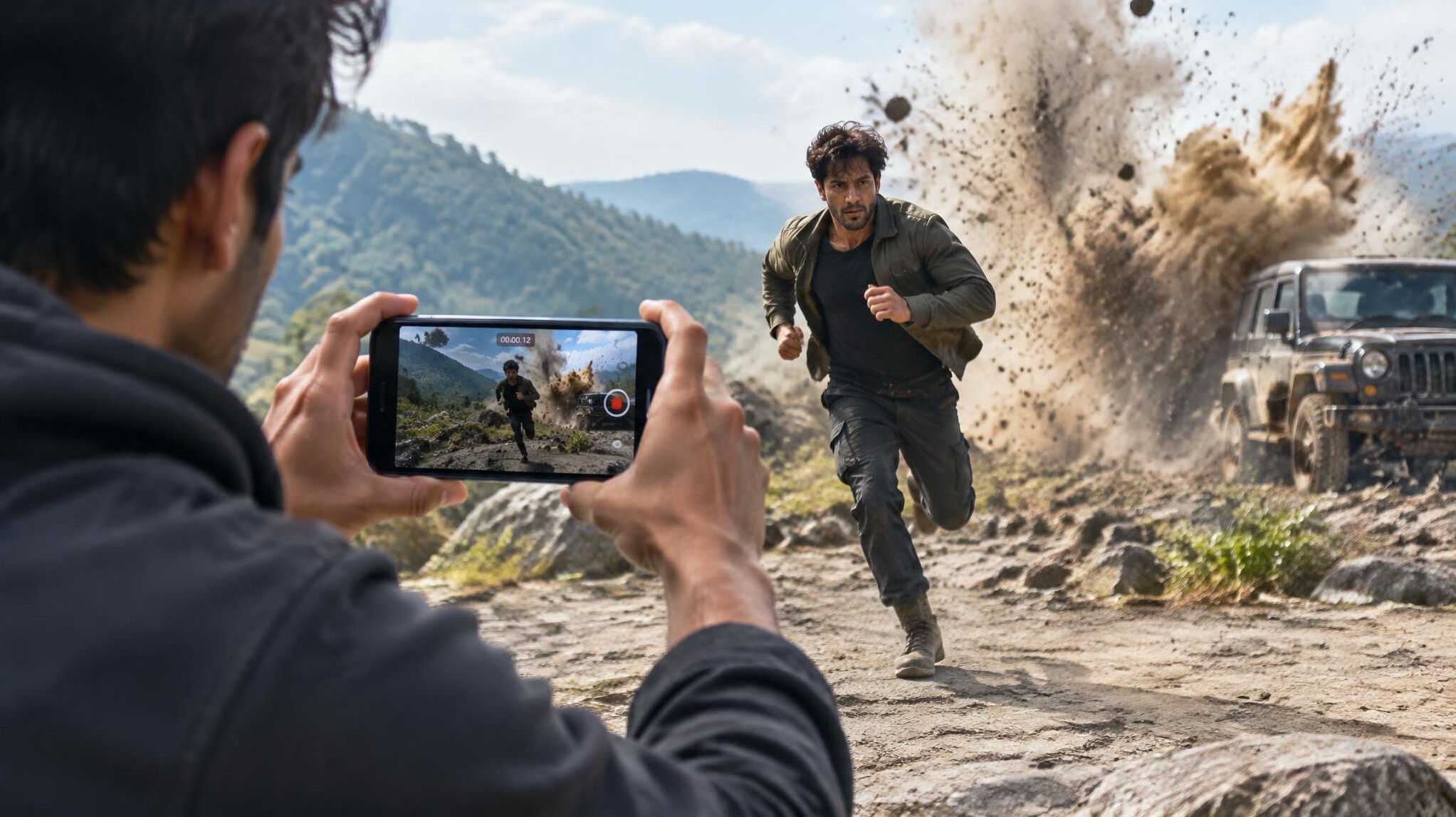 action scene filming with smartphone
