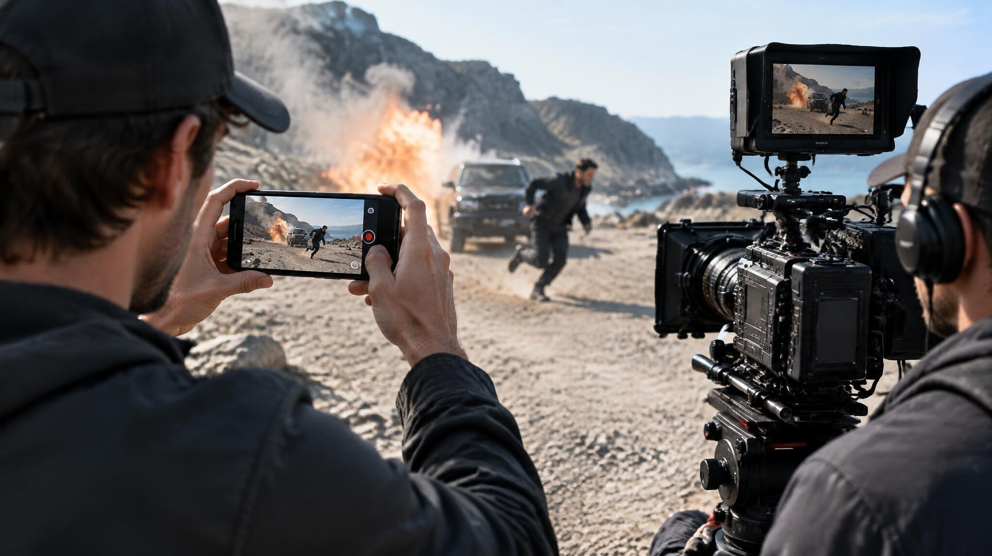 filming action scene with phone
